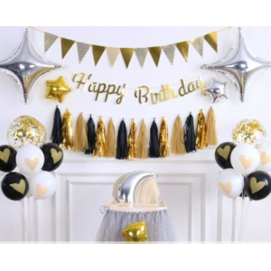 DIY Birthday Decoration - Golden Black